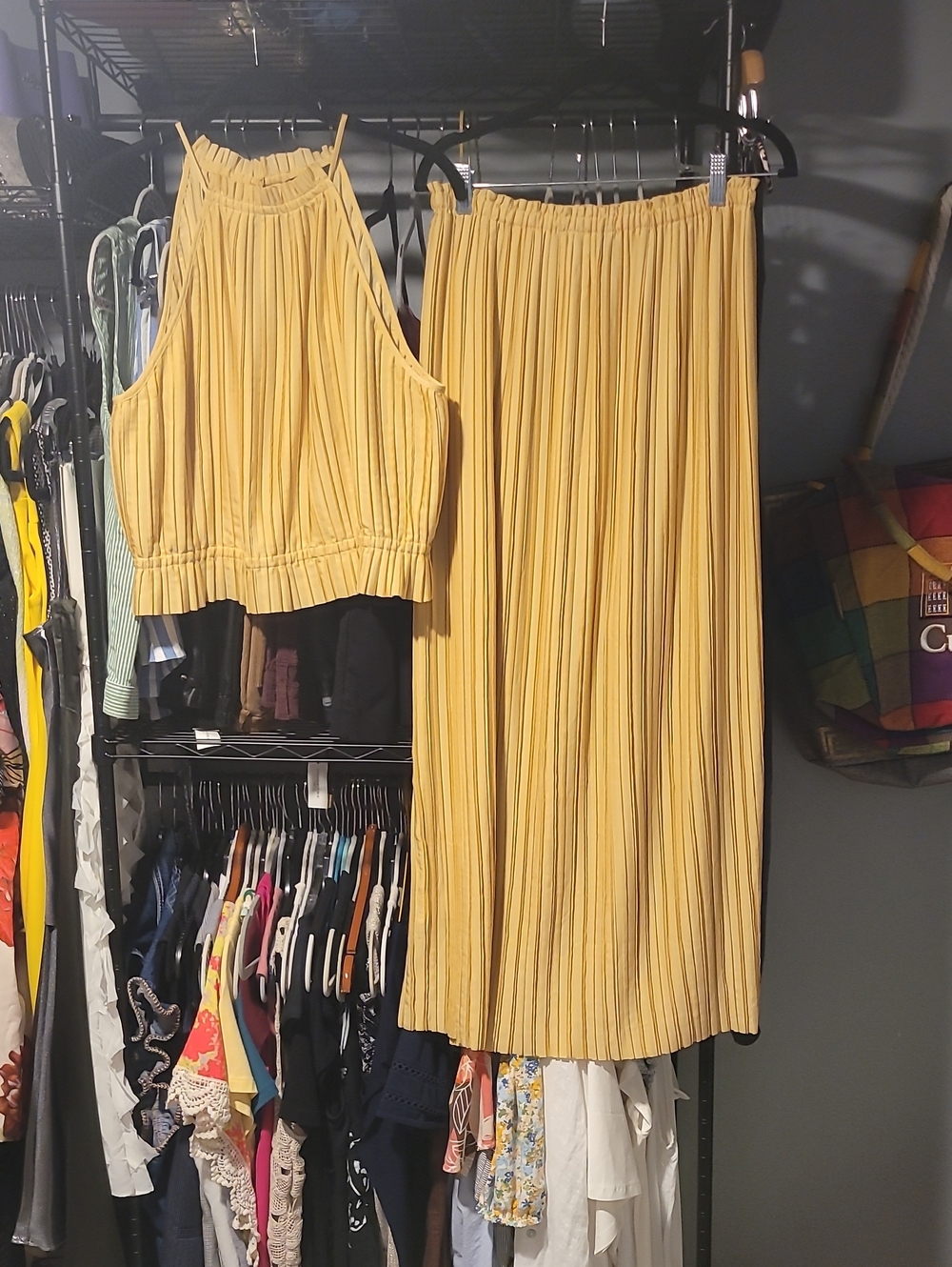 Banana Republic Mustard Yellow Pleated Maxi Skirt And Top
